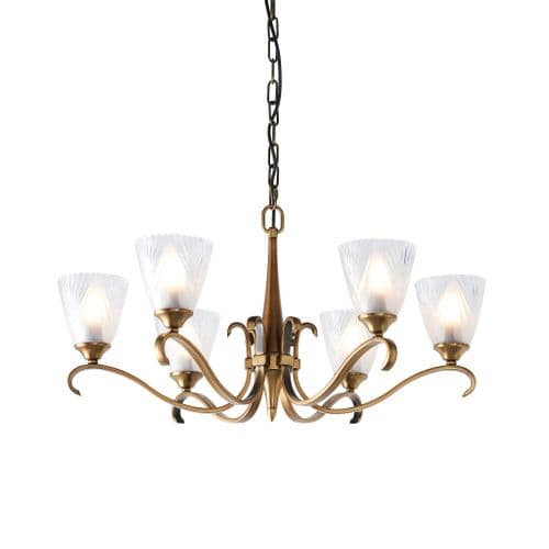 Columbia brass Exclusive 6 light pendant finished in antique brass art deco