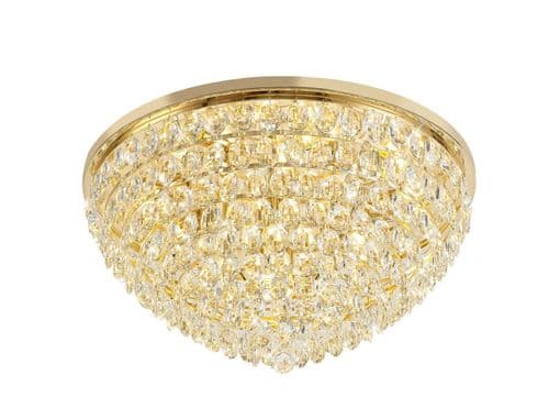 Coniston Flush Ceiling, 12 Light E14, French Gold/Crystal24.3kg