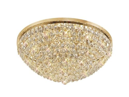 Coniston Flush Ceiling, 15 Light E14, French Gold/Crystal35.4kg