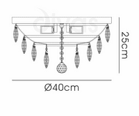 Coniston Flush Ceiling, 3 Light E14, French Gold/Crystal