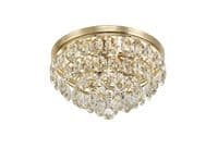 Coniston Flush Ceiling, 3 Light E14, French Gold/Crystal