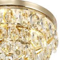 Coniston Flush Ceiling, 3 Light E14, French Gold/Crystal