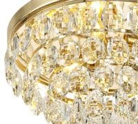 Coniston Flush Ceiling, 3 Light E14, French Gold/Crystal
