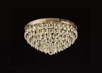 Coniston Flush Ceiling, 6 Light E14, French Gold/Crystal