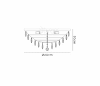 Coniston Flush Ceiling, 6 Light E14, French Gold/Crystal