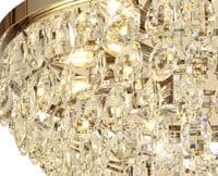 Coniston Flush Ceiling, 6 Light E14, French Gold/Crystal