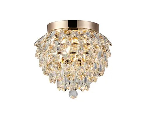 Coniston IP 25cm Ceiling, 3 Light G9, IP44, French Gold/Crystal