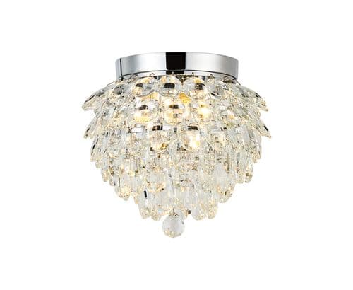 Coniston IP 25cm Ceiling, 3 Light G9, IP44, Polished Chrome/Crystal