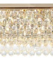 Coniston Linear Flush Ceiling, 11 Light E14, French Gold/Crystal21.8kg