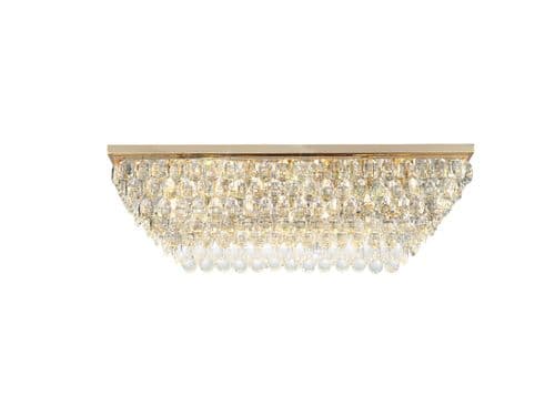 Coniston Linear Flush Ceiling, 11 Light E14, French Gold/Crystal21.8kg