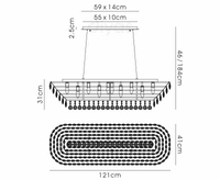 Coniston Linear Pendant, 14 Light E14, French Gold/Crystal27.1kg