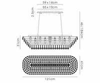 Coniston Linear Pendant, 14 Light E14, Polished Chrome/Crystal27.1kg