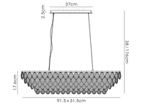 Coniston Linear Pendant, 8 Light E14, French Gold/Crystal15.7kg