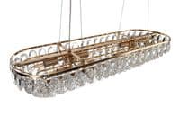 Coniston Linear Pendant, 8 Light E14, French Gold/Crystal15.7kg