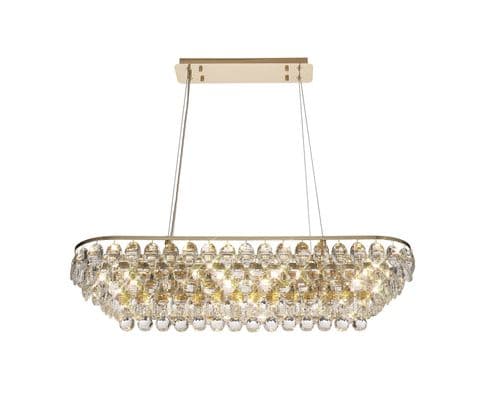 Coniston Linear Pendant, 8 Light E14, French Gold/Crystal15.7kg