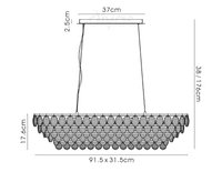 Coniston Linear Pendant, 8 Light E14, Polished Chrome/Crystal15.7kg