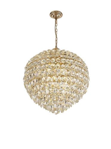 Coniston Pendant, 12 Light E14, French Gold/Crystal20.4kg