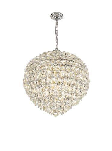 Coniston Pendant, 12 Light E14, Polished Chrome/Crystal20.4kg
