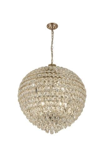 Coniston Pendant, 16 Light E14, French Gold/Crystal46kg
