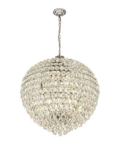 Coniston Pendant, 16 Light E14, Polished Chrome/Crystal46kg