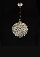 Coniston Pendant, 3 Light E14, French Gold/Crystal