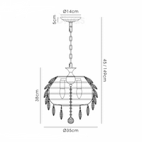 Coniston Pendant, 3 Light E14, French Gold/Crystal