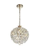 Coniston Pendant, 3 Light E14, French Gold/Crystal