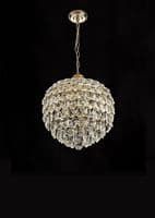 Coniston Pendant, 6 Light E14, French Gold/Crystal