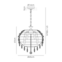 Coniston Pendant, 6 Light E14, French Gold/Crystal