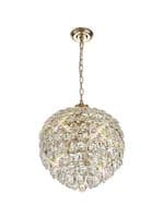 Coniston Pendant, 6 Light E14, French Gold/Crystal