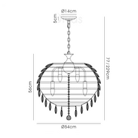 Coniston Pendant, 9 Light E14, French Gold/Crystal20kg