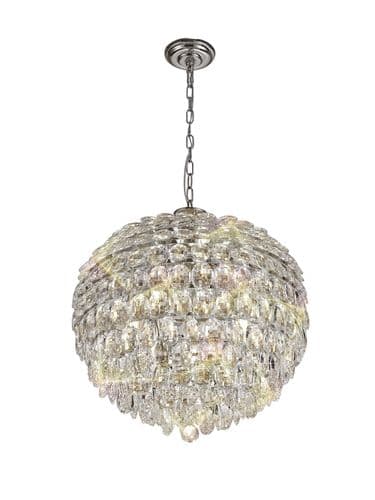Coniston Pendant, 9 Light E14, Polished Chrome/Crystal20kg