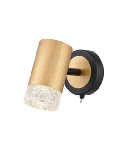 Cordelia 1 Switched Wall Light Satin Brushed Brass and Matt Black GSBFL2423-1