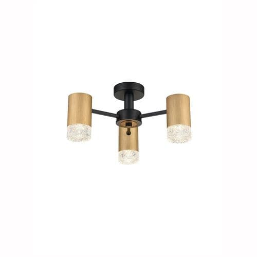 Cordelia 3 Light Flush Satin Brushed Brass and Matt Black GSBFL2423-3