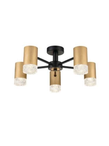 Cordelia 5 Light Flush Brushed Satin Gold Ceiling Fitting GSBFL2423-5