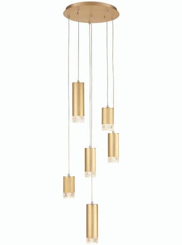 Cordelia 6 Light Multi Drop Brushed Satin Gold Pendant GSBFL2415-6