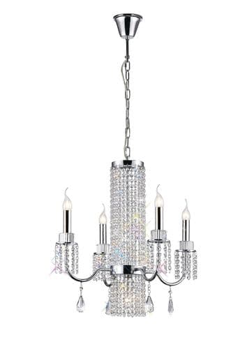 Cordell Pendant 4+1 Light E14 Polished Chrome/Crystal