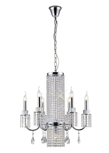 Cordell Pendant 6+1 Light E14 Polished Chrome/Crystal