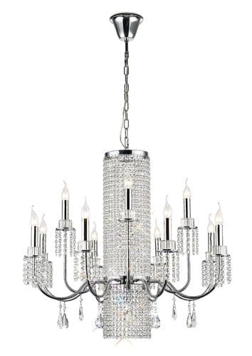 Cordell Pendant 8+4+1 Light E14 Polished Chrome/Crystal