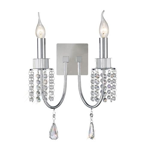 Cordell Wall Lamp Switched 2 Light E14 Polished Chrome/Crystal