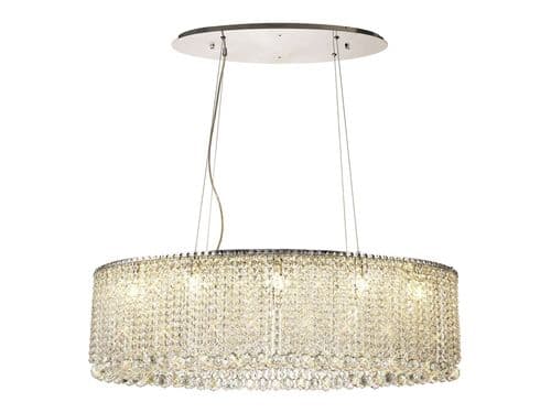 Corey 10 Light Oval Pendant Chandelier, 100x50cm G9, Polished Chrome/Crystal19kg