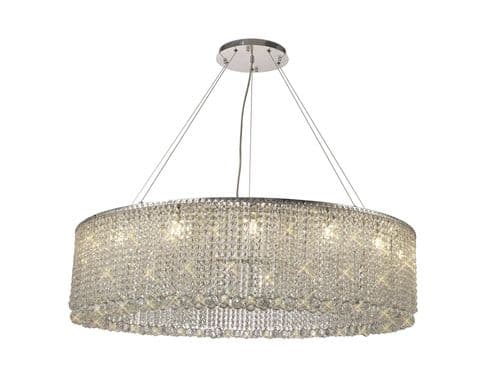 Corey 15 Light Round Pendant Chandelier, 110cm G9, Polished Chrome/Crystal28.2kg