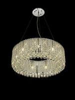 Corey 9 Light Round Pendant Chandelier, 60cm G9, Polished Chrome/Crystal