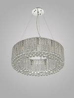 Corey 9 Light Round Pendant Chandelier, 60cm G9, Polished Chrome/Crystal