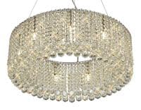 Corey 9 Light Round Pendant Chandelier, 60cm G9, Polished Chrome/Crystal