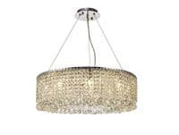 Corey 9 Light Round Pendant Chandelier, 60cm G9, Polished Chrome/Crystal