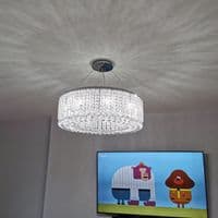 Corey 9 Light Round Pendant Chandelier, 60cm G9, Polished Chrome/Crystal