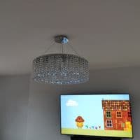 Corey 9 Light Round Pendant Chandelier, 60cm G9, Polished Chrome/Crystal