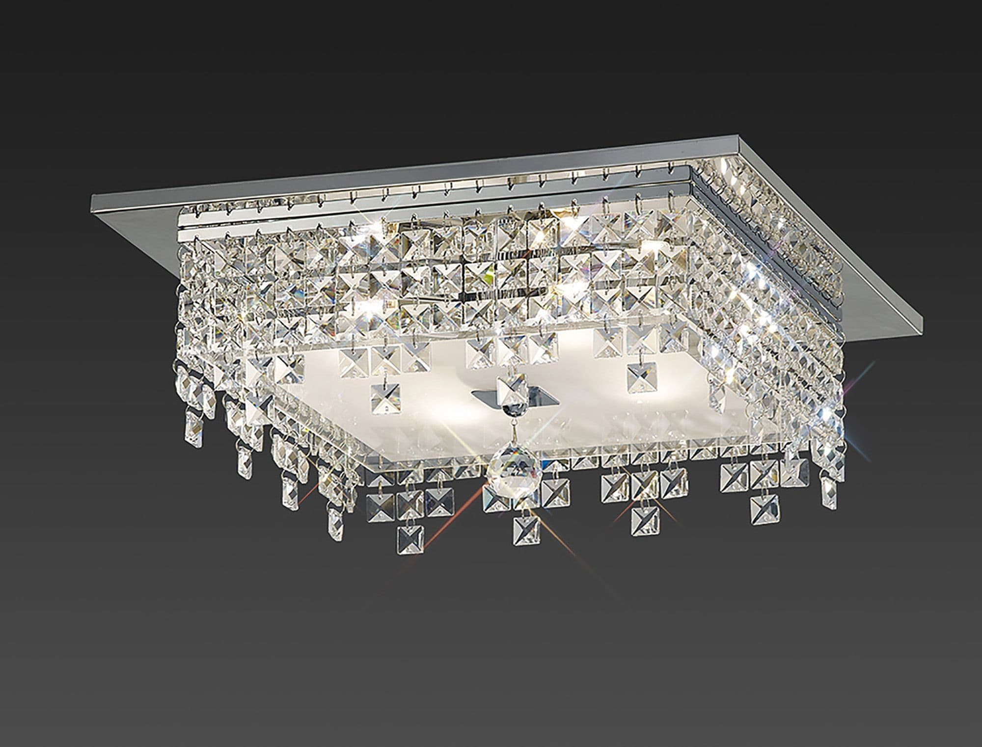 Crawford Ceiling Square 4 Light G9 Polished Chrome/Glass/Crystal