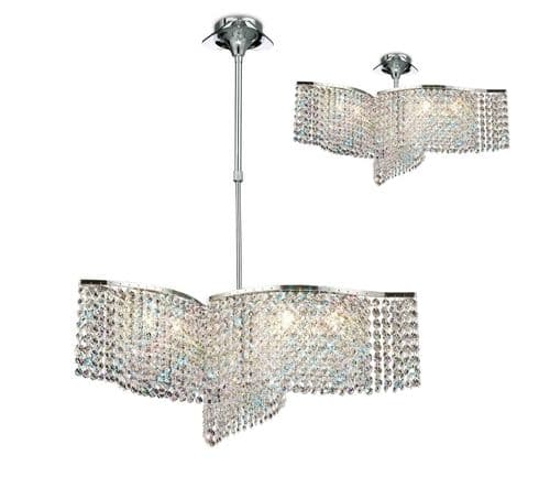 Curtis Pendant Semi-Flush Convertible 3 Arm 6 Light G9 Polished Chrome/Crystal